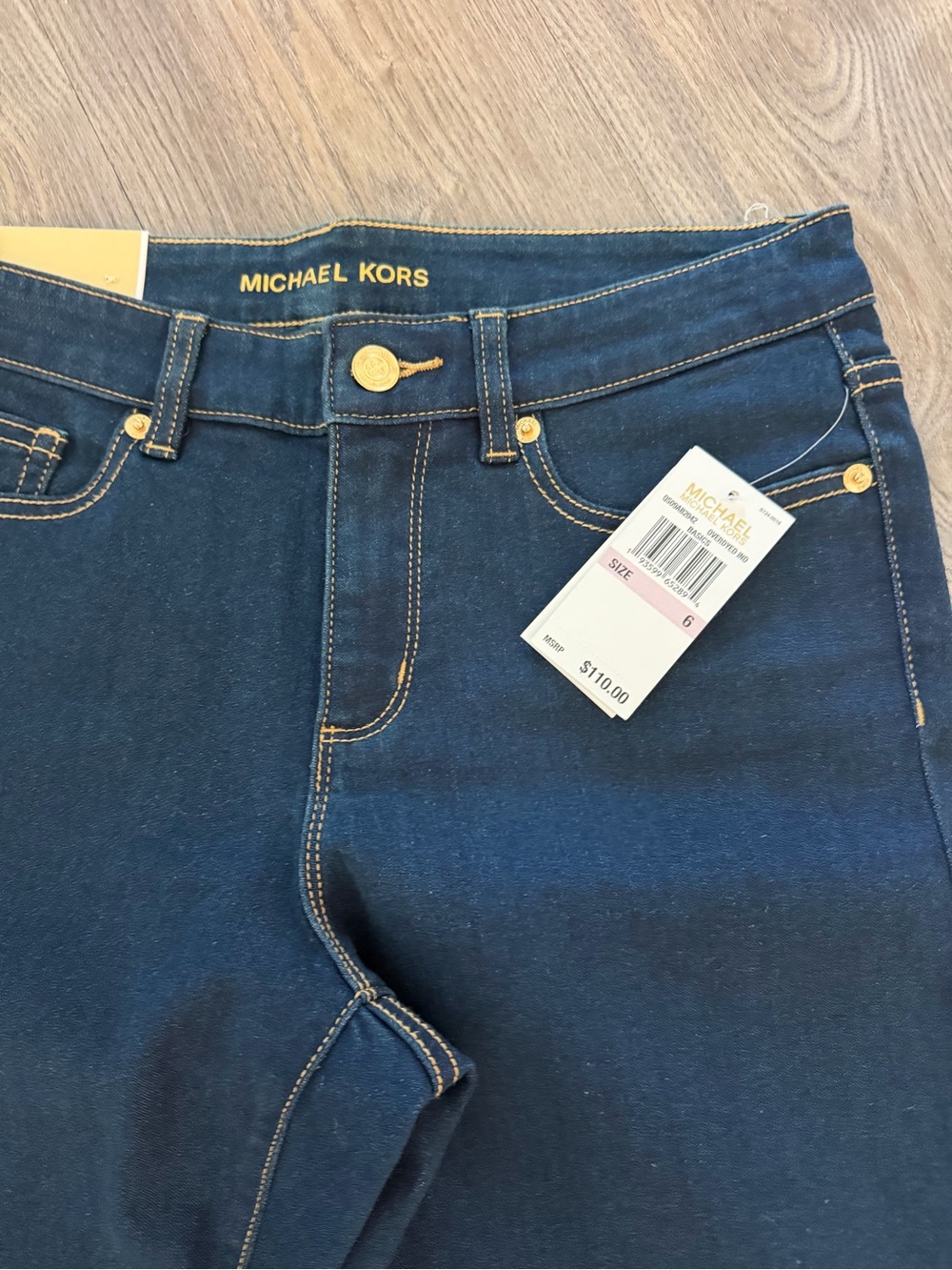 Michael Kors Dark Blue Skinny Jeans with Gold Trim